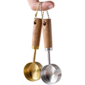 Wood-Handled Stainless Steel Measuring Spoons — Set of 2