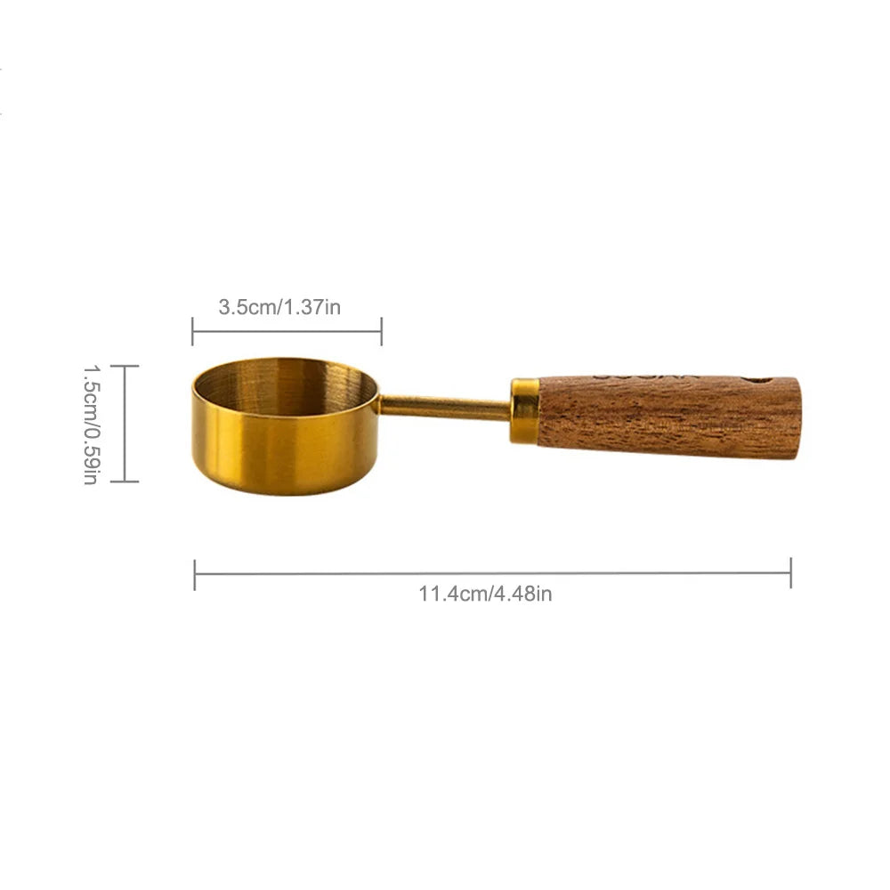 Wood-Handled Stainless Steel Measuring Spoons — Set of 2