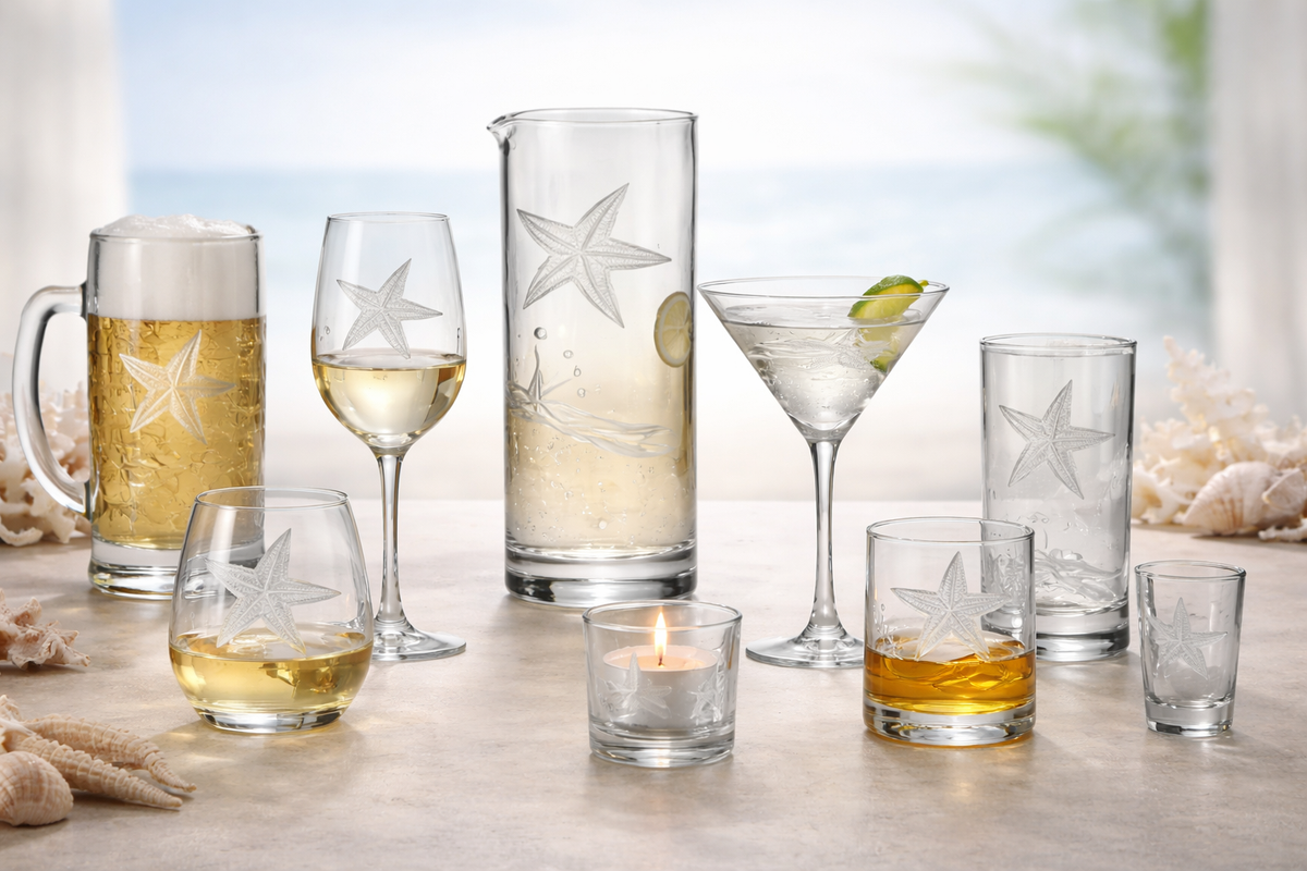 Starfish Etched Coastal Glassware