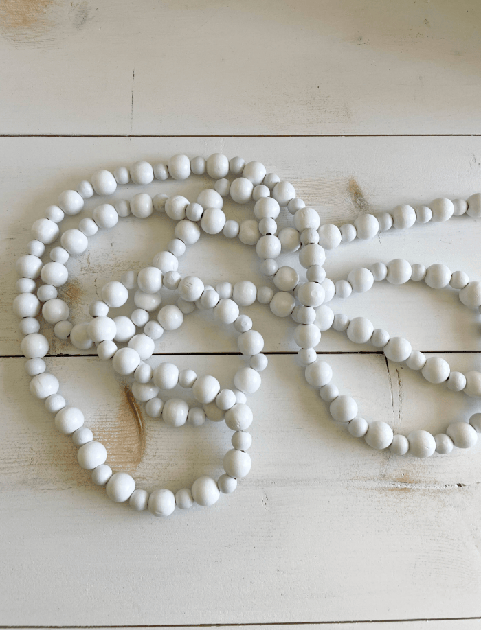 White Wood Bead Christmas Garland — 9 ft