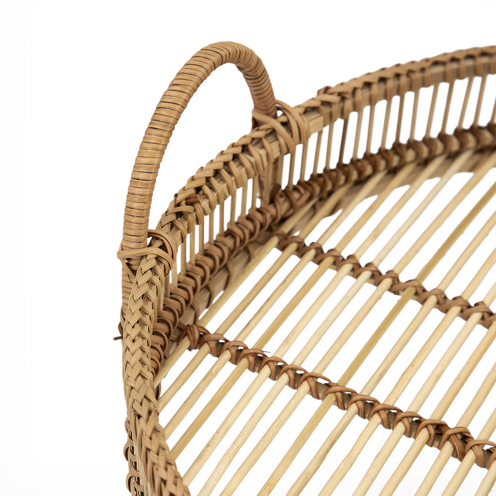 Round Woven Bamboo Trays — Set of 3