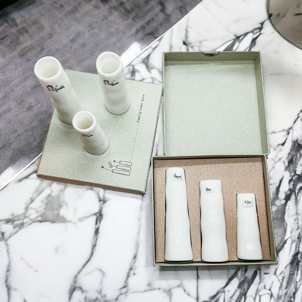 Mini White Porcelain Vase Gift Set