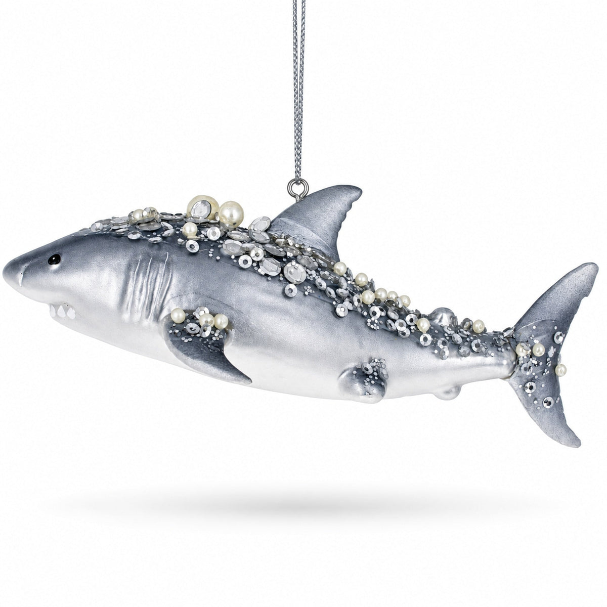 Beaded Shark Glass Ornament