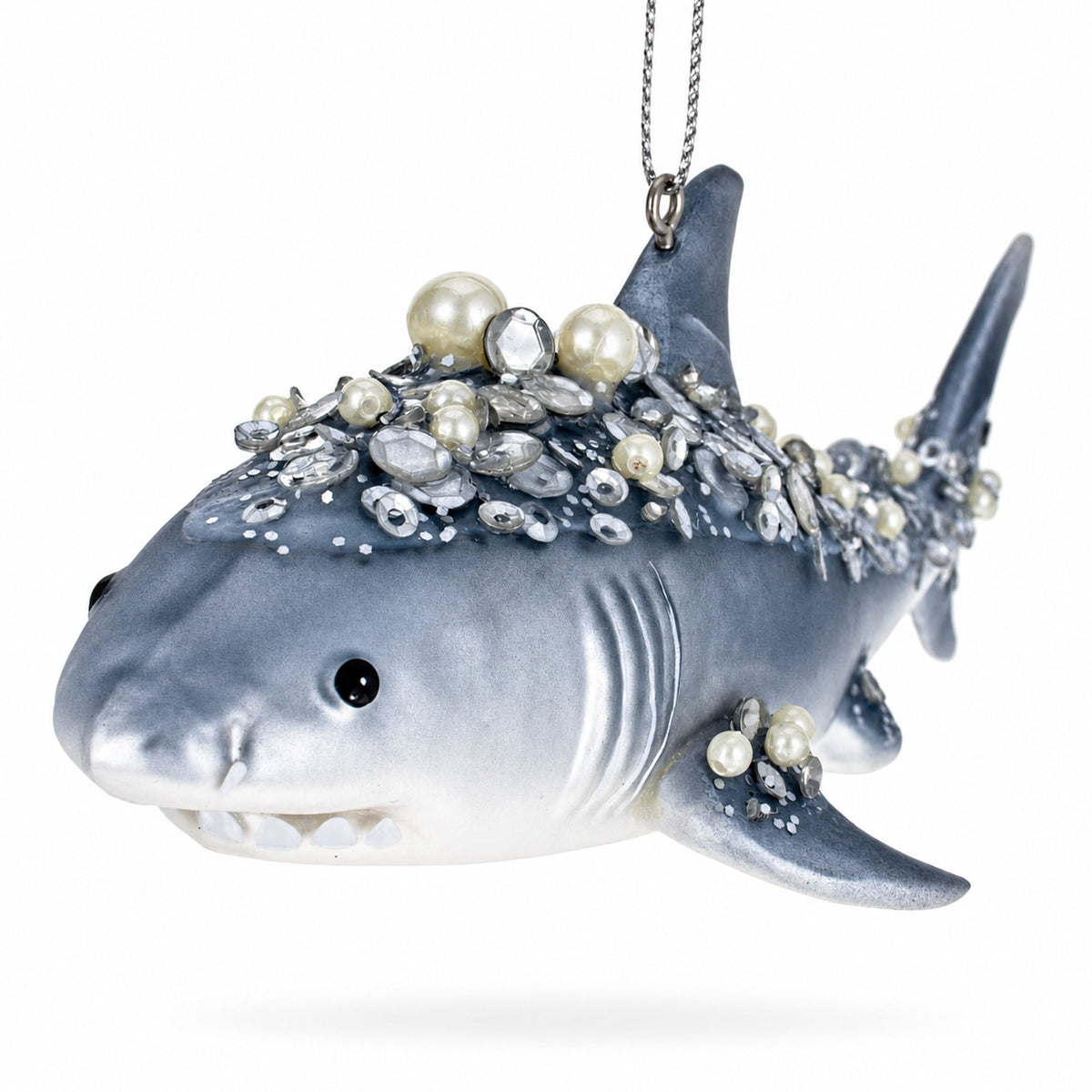 Beaded Shark Glass Ornament