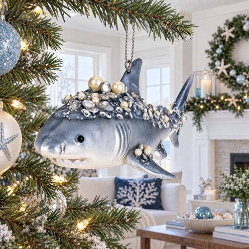 Beaded Shark Glass Ornament