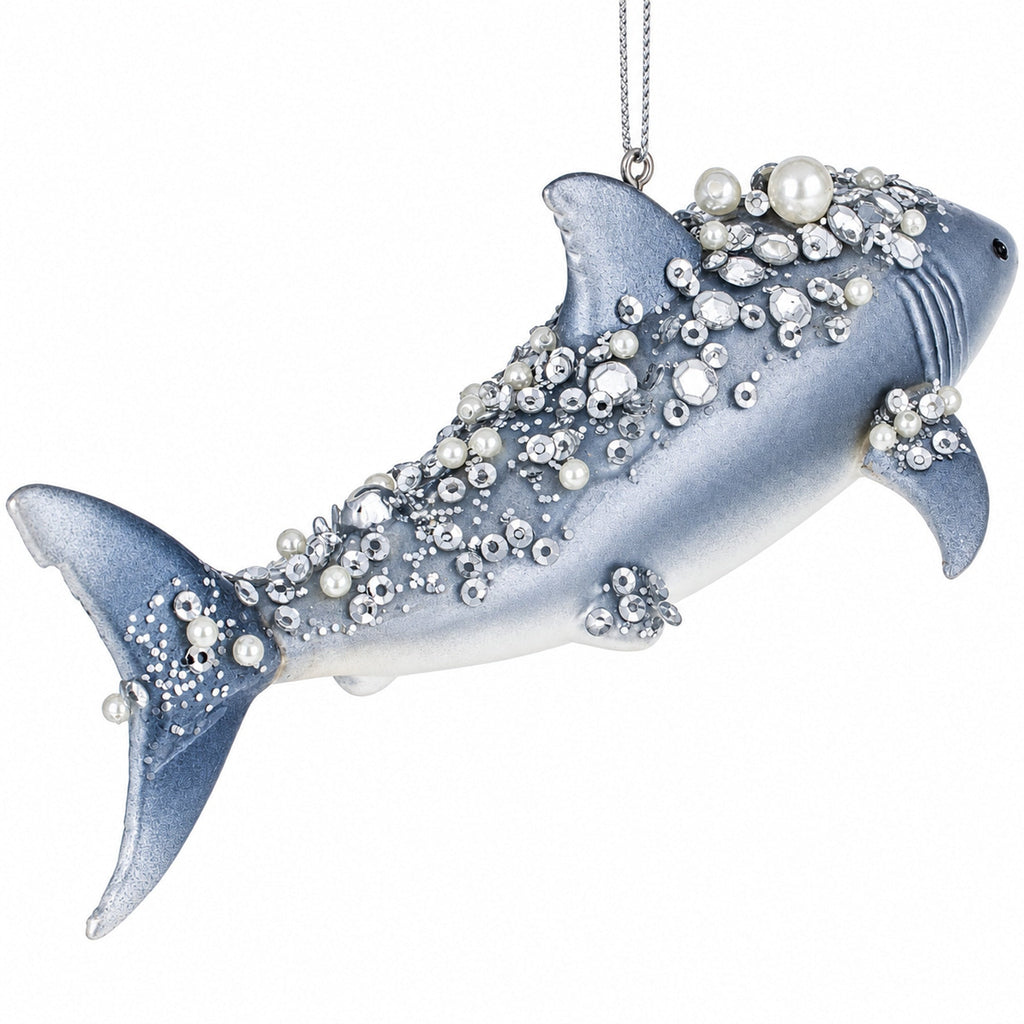Beaded Shark Glass Ornament