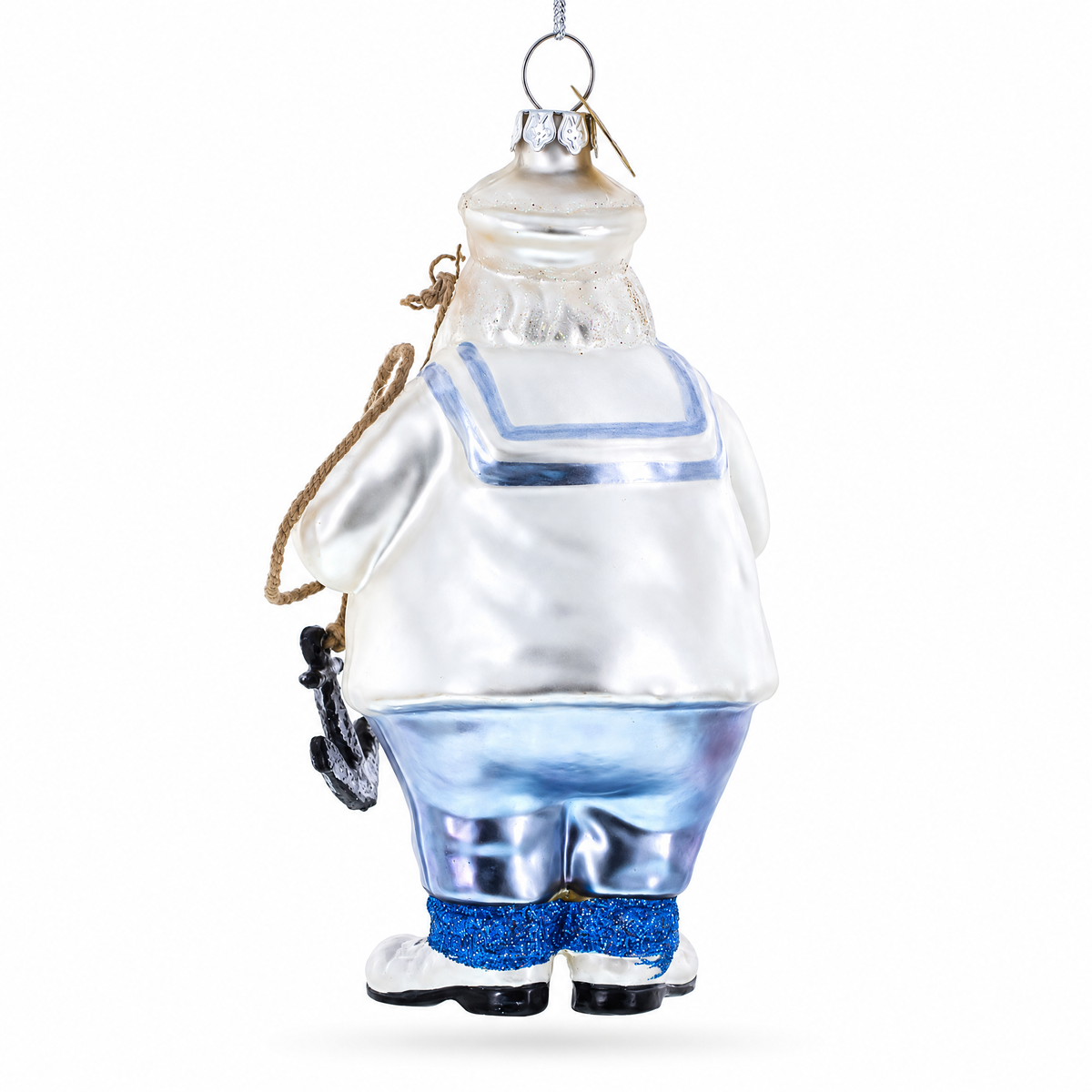 Sailor Santa & Anchor Glass Ornament