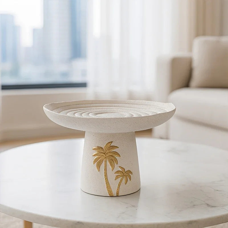 Golden Palm Ceramic Serving Tray