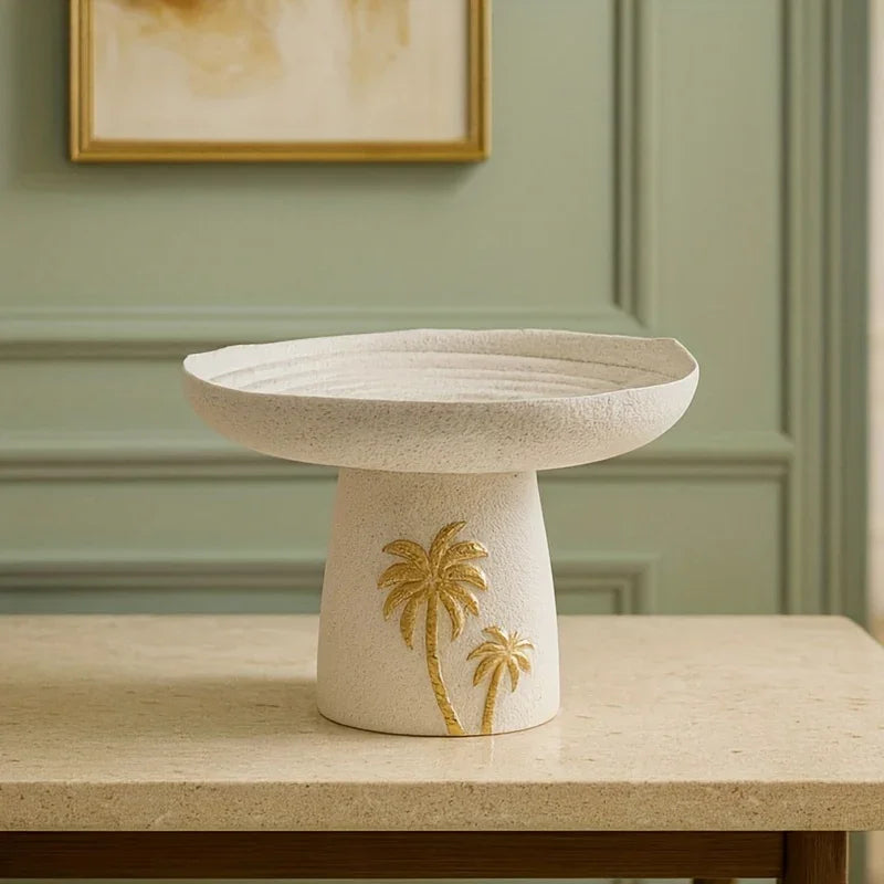 Golden Palm Ceramic Serving Tray