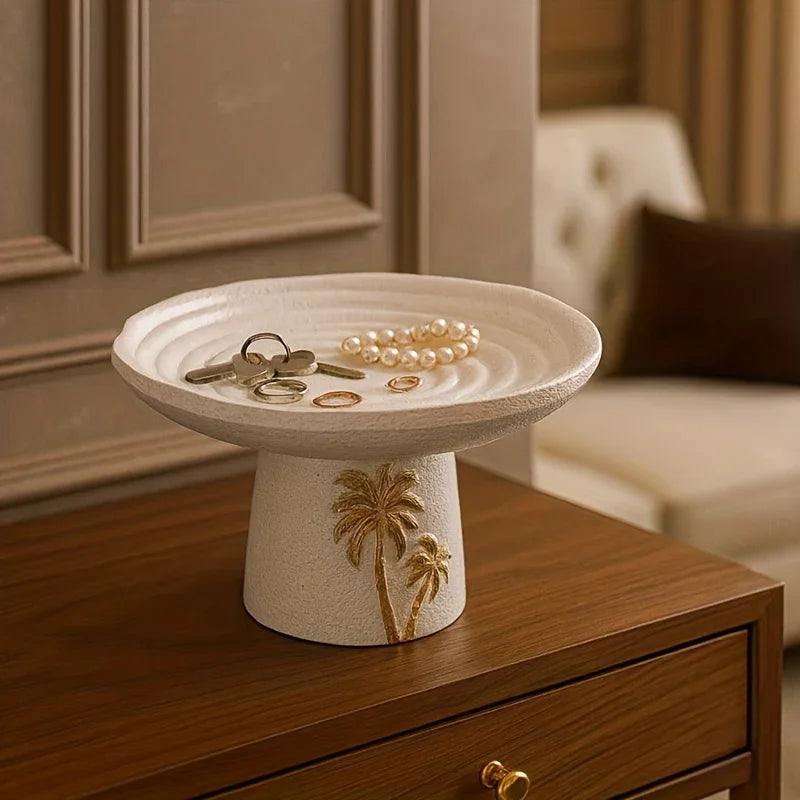 Golden Palm Ceramic Serving Tray