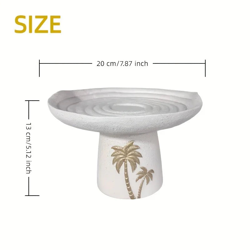 Golden Palm Ceramic Serving Tray