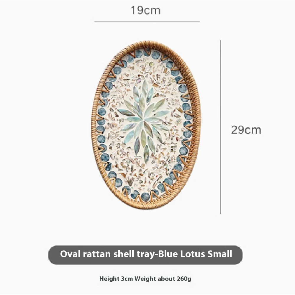 Rattan & Shell Tea Tray