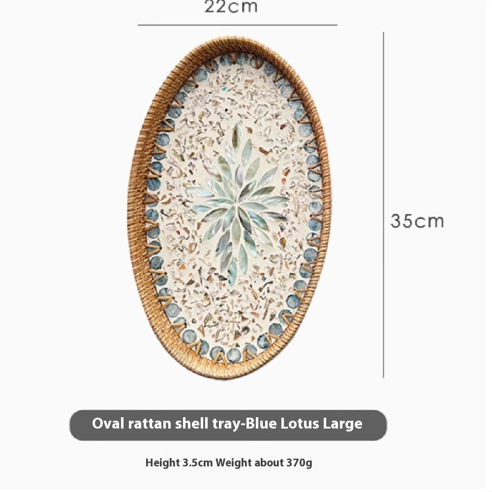 Rattan & Shell Tea Tray
