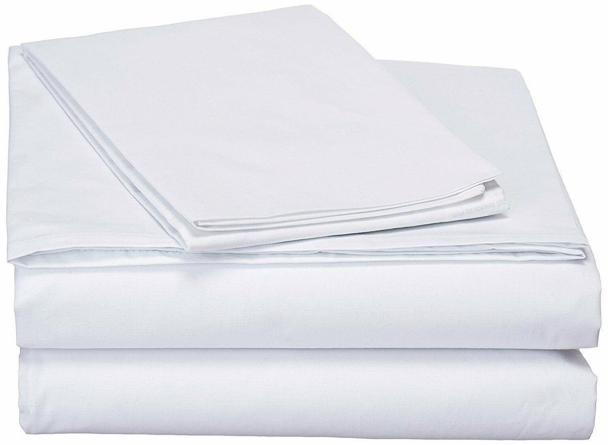 White Cotton Fitted & Flat Sheet Set