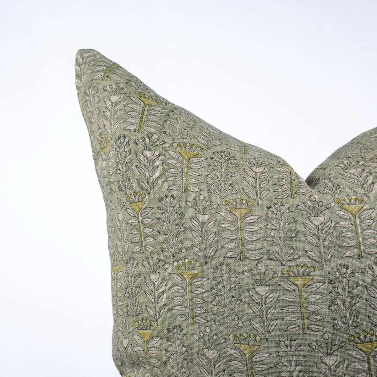 Triveni Fern Hand-Block Print Linen Pillow Cover