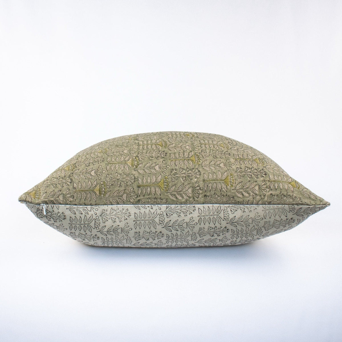 Triveni Fern Hand-Block Print Linen Pillow Cover