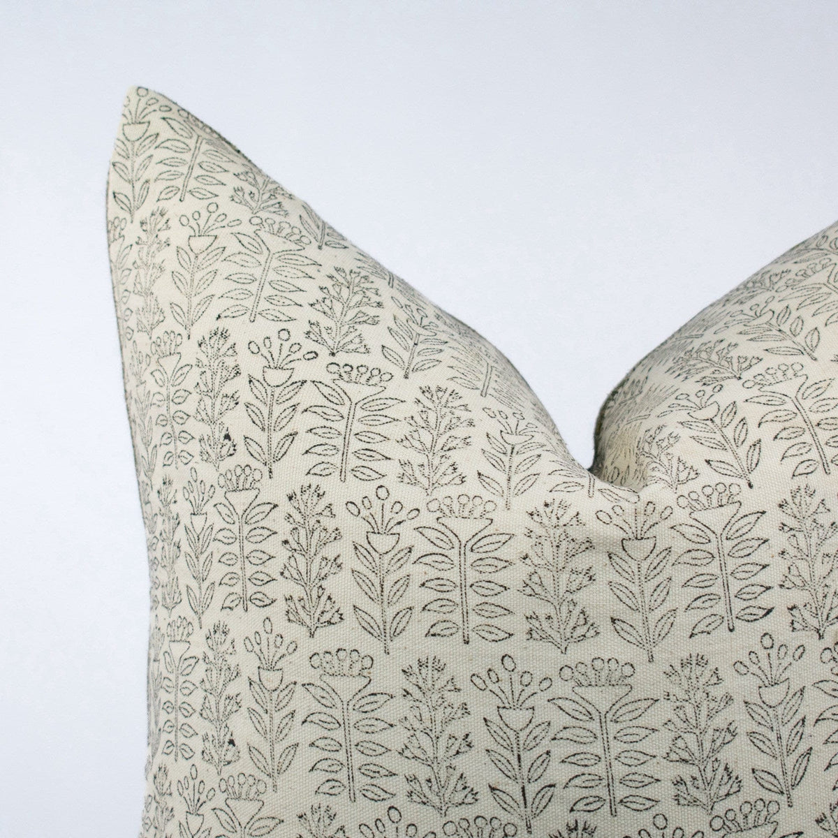 Triveni Fern Hand-Block Print Linen Pillow Cover