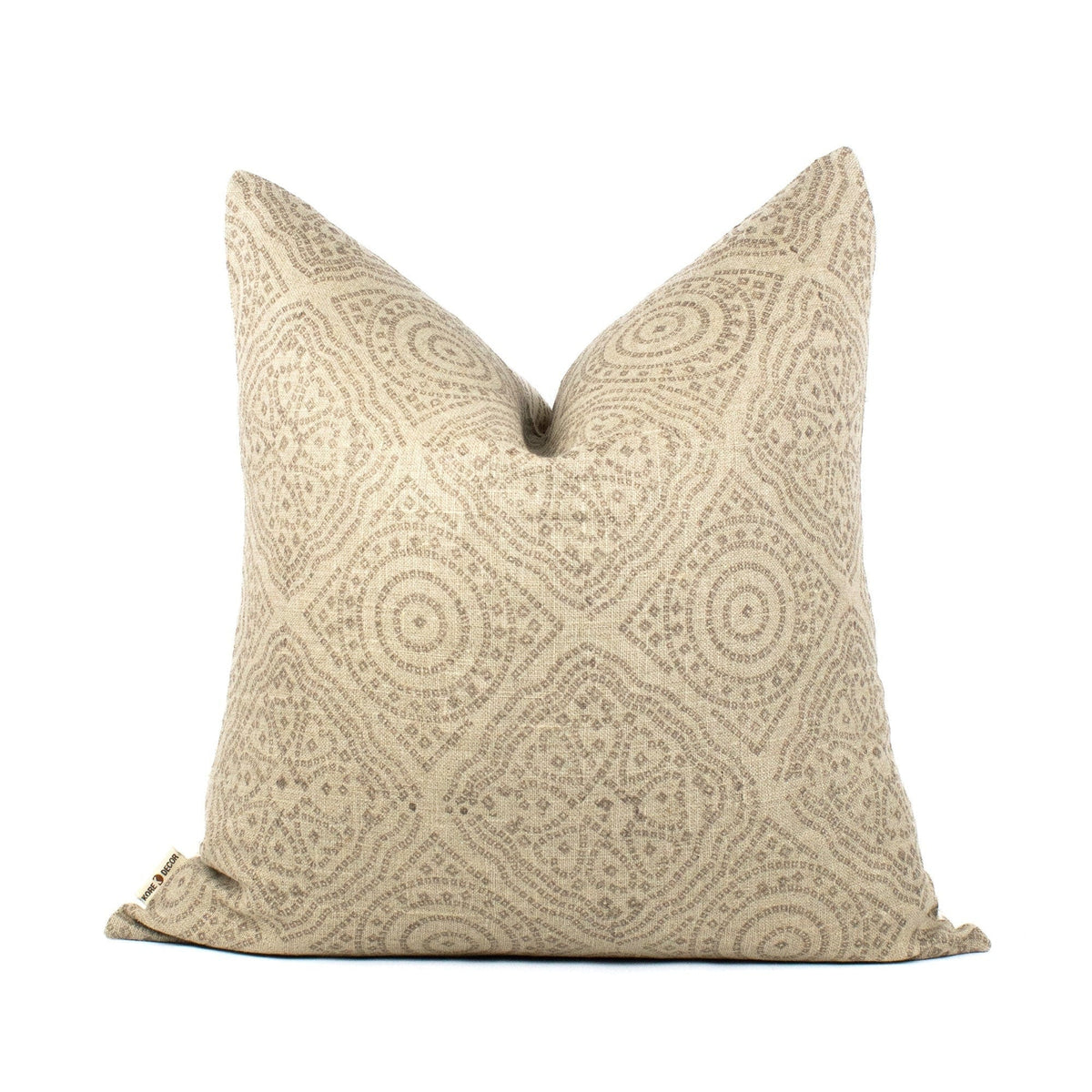 Jija Slate Hand-Block Print Linen Pillow Cover