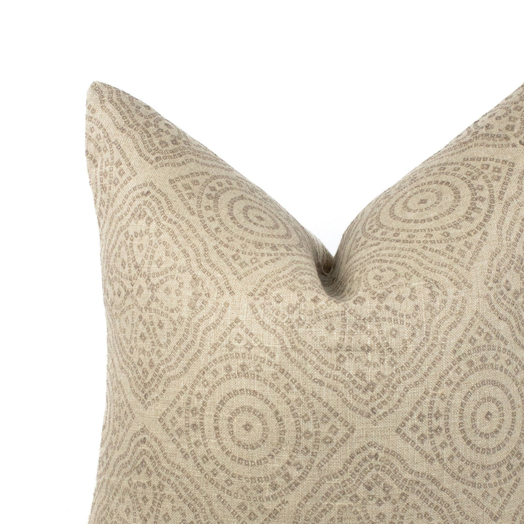 Jija Slate Hand-Block Print Linen Pillow Cover