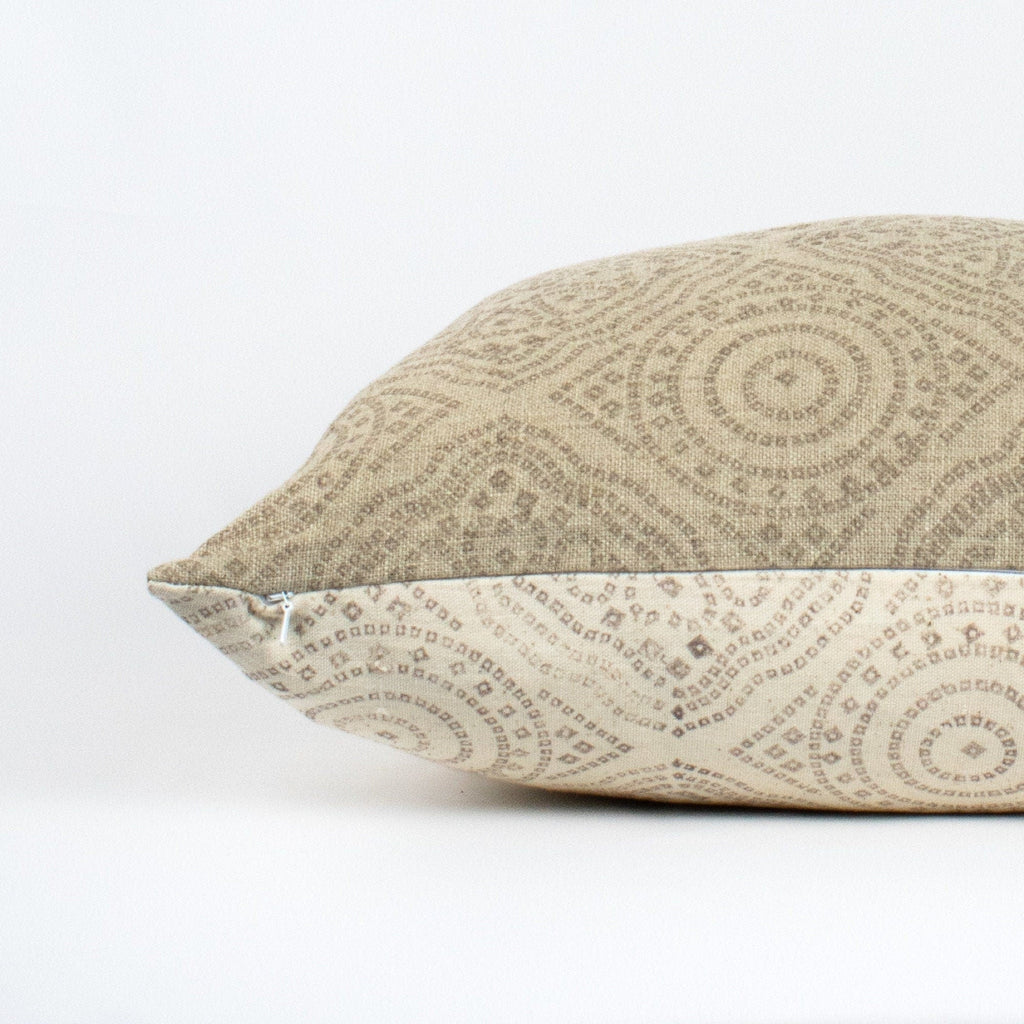 Jija Slate Hand-Block Print Linen Pillow Cover
