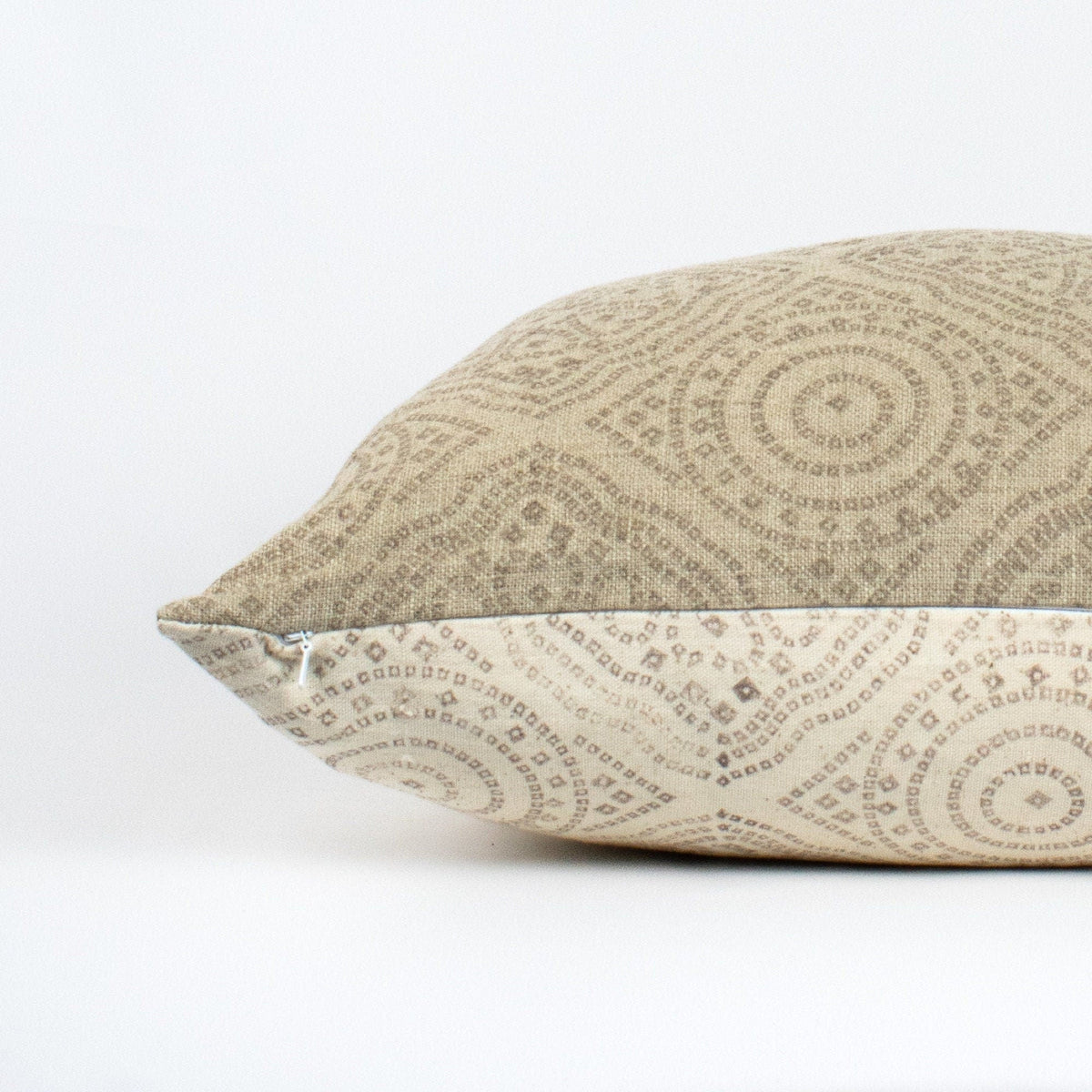 Jija Slate Hand-Block Print Linen Pillow Cover