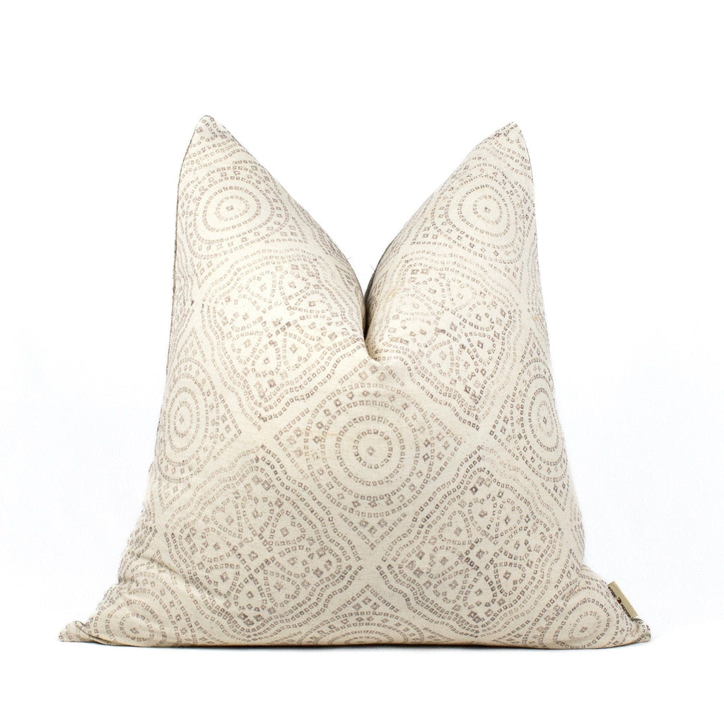 Jija Slate Hand-Block Print Linen Pillow Cover