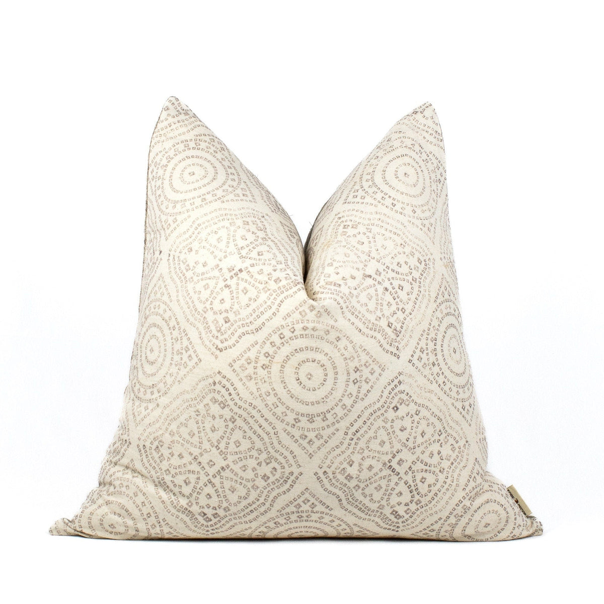 Jija Slate Hand-Block Print Linen Pillow Cover