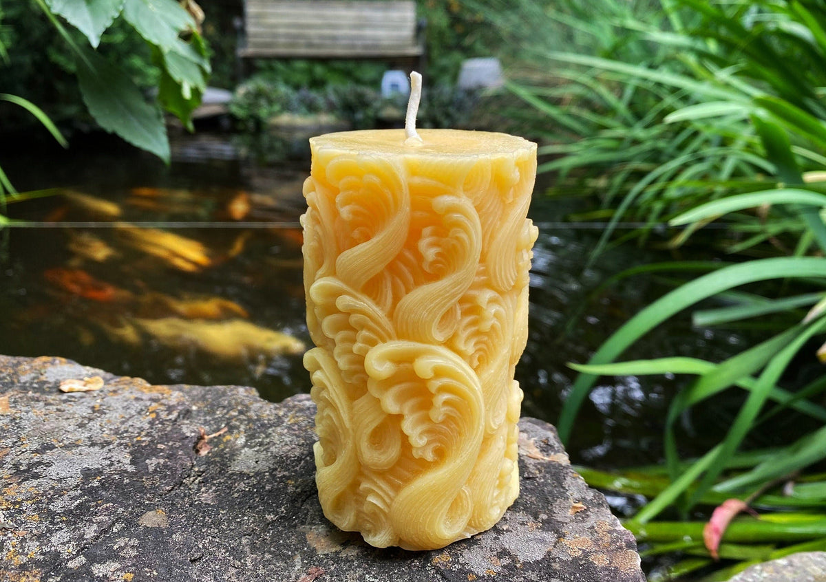 Coastal Wave Beeswax Pillar Candle