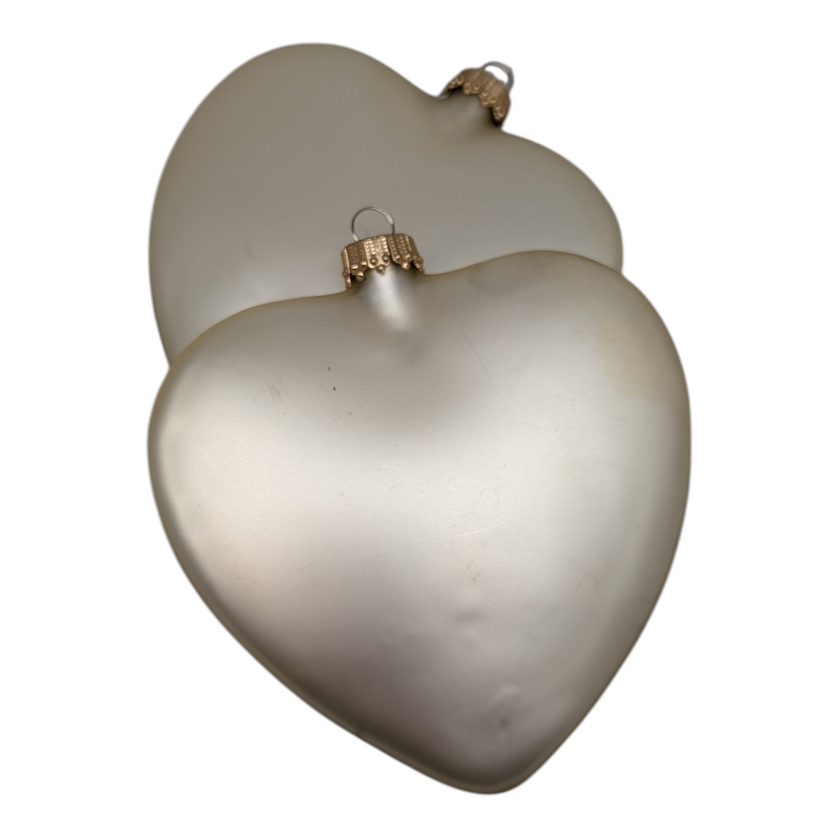 Natural Velvet Matte Glass Heart Ornaments — Set of 2