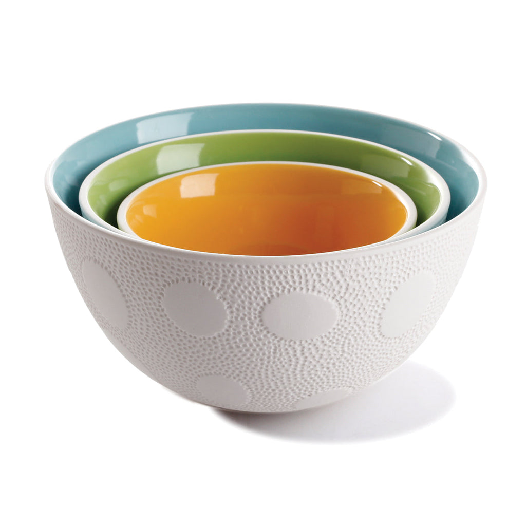 Textured Stoneware Serving Bowls — Set of 3