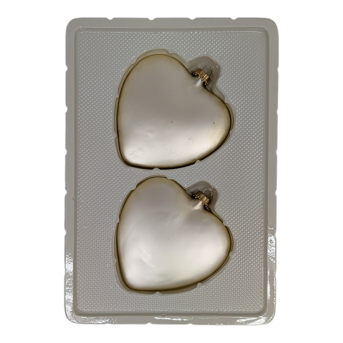 Natural Velvet Matte Glass Heart Ornaments — Set of 2