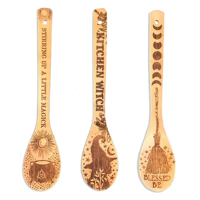 Spirit Nest Witchy Bamboo Spoon Set & Oven Mitt Options