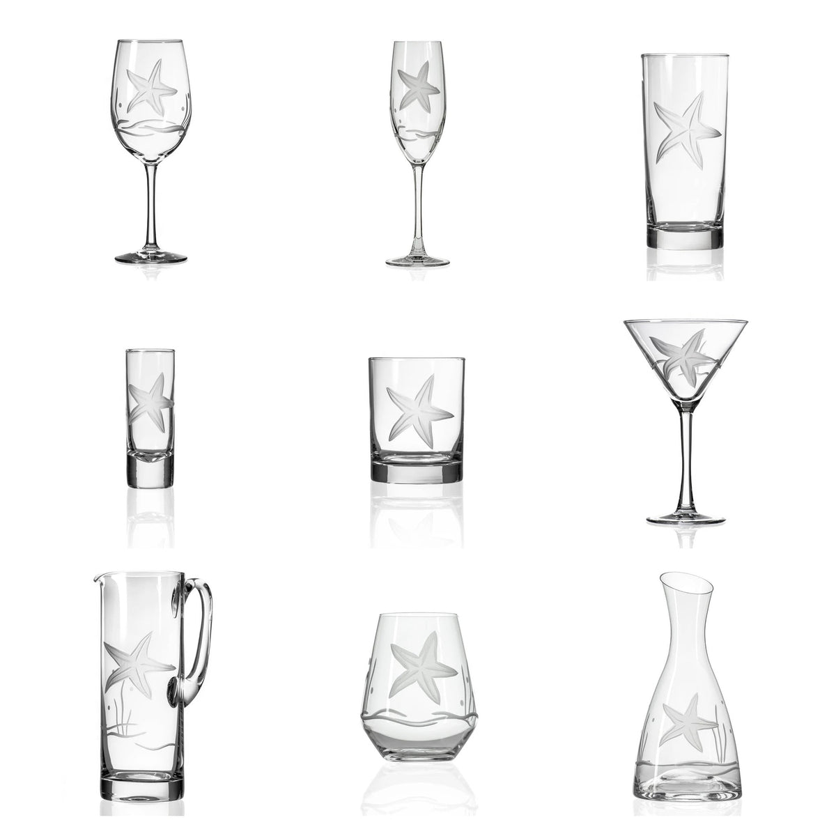 Starfish Etched Coastal Glassware