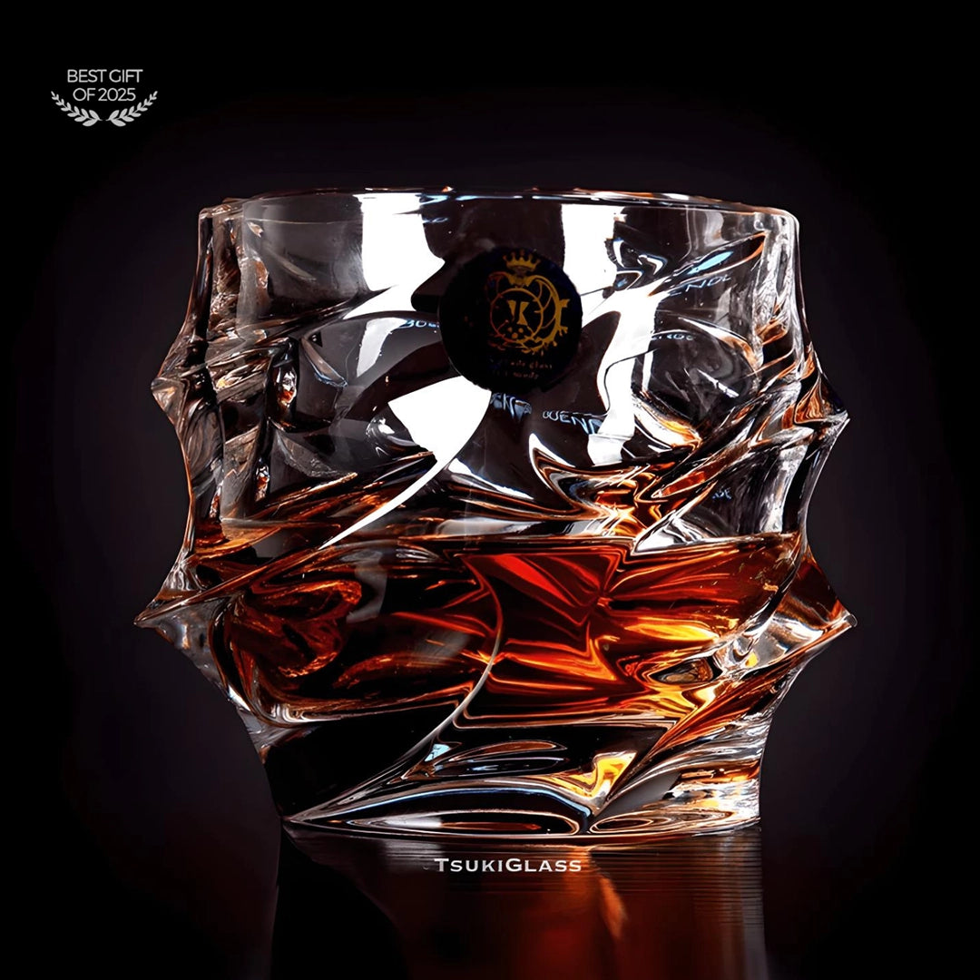 Storm crystal whisky glass with sculptural textured finish
