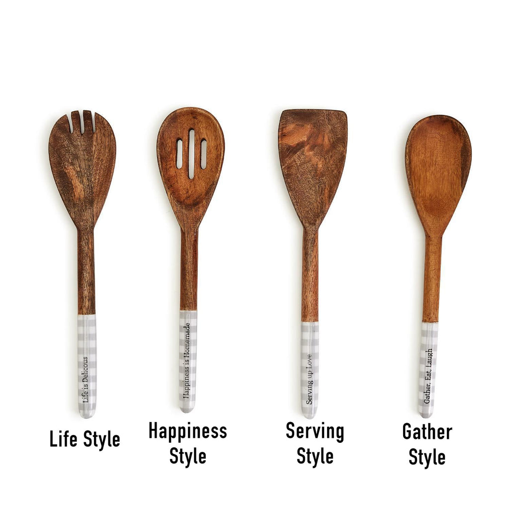 Engraved Mango Wood Serving Utensils