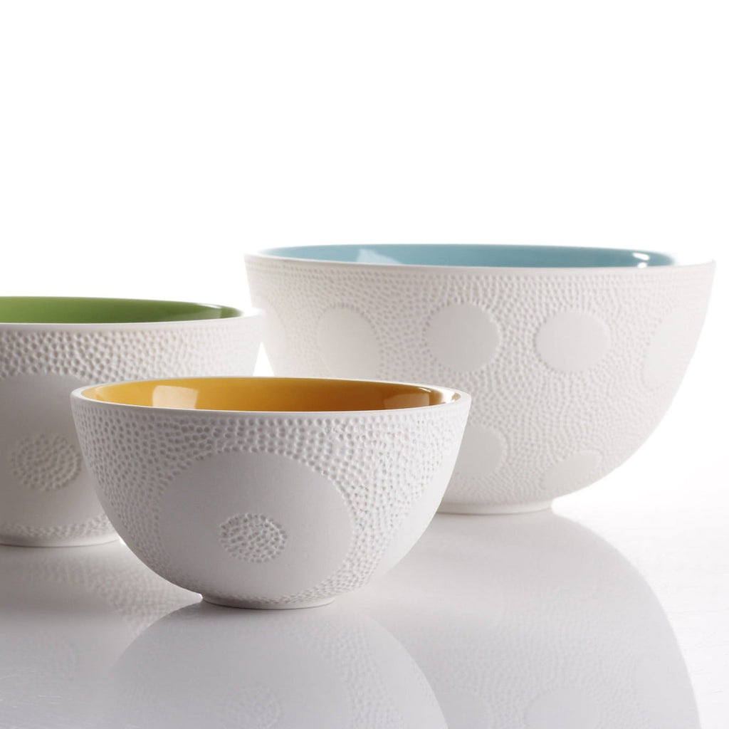 Textured Stoneware Serving Bowls — Set of 3